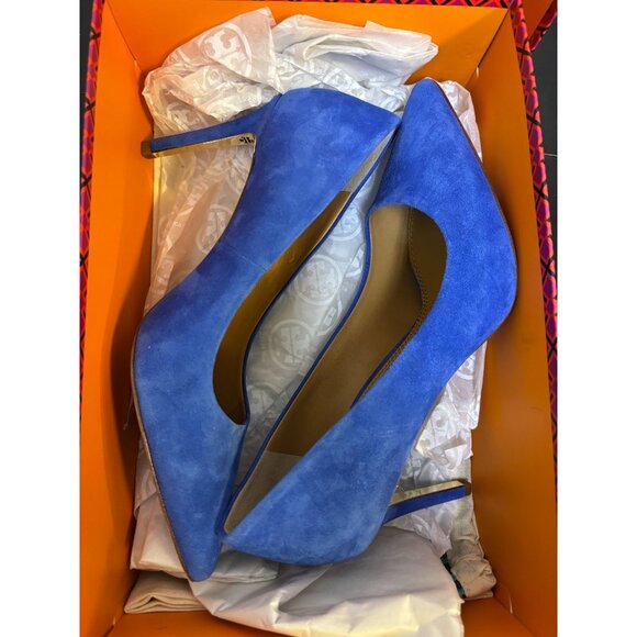 Tory Burch Blue Suede Pointed-Toe Heels 3-Inch Stiletto Size 7.5 - Picture 11 of 13
